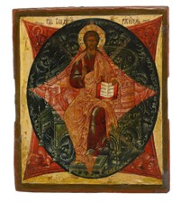 A fine Icon of the Saviour Enthroned in Glory